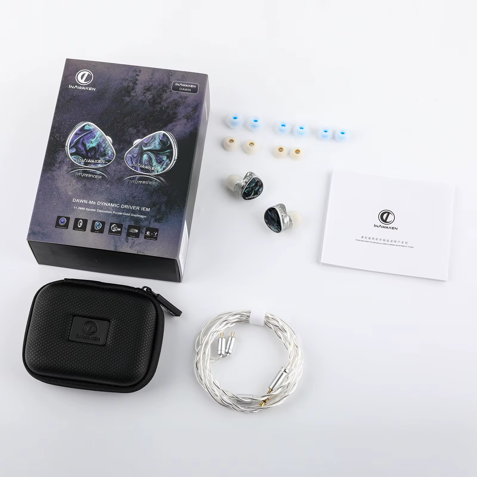 INAWAKEN DAWN Ms casque IEM à pilote dynamique à diaphragme violet-or avec câble blindé OFC pour mus