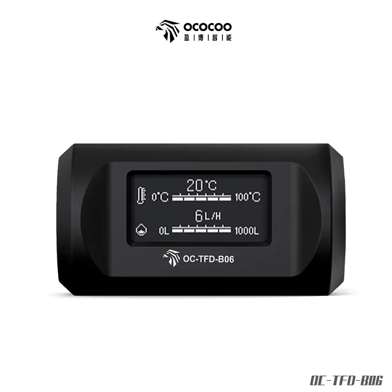 Ococoo débitmètre d'eau écran OLED thermomètre à débit numérique PC refroidissement par eau Dissipat