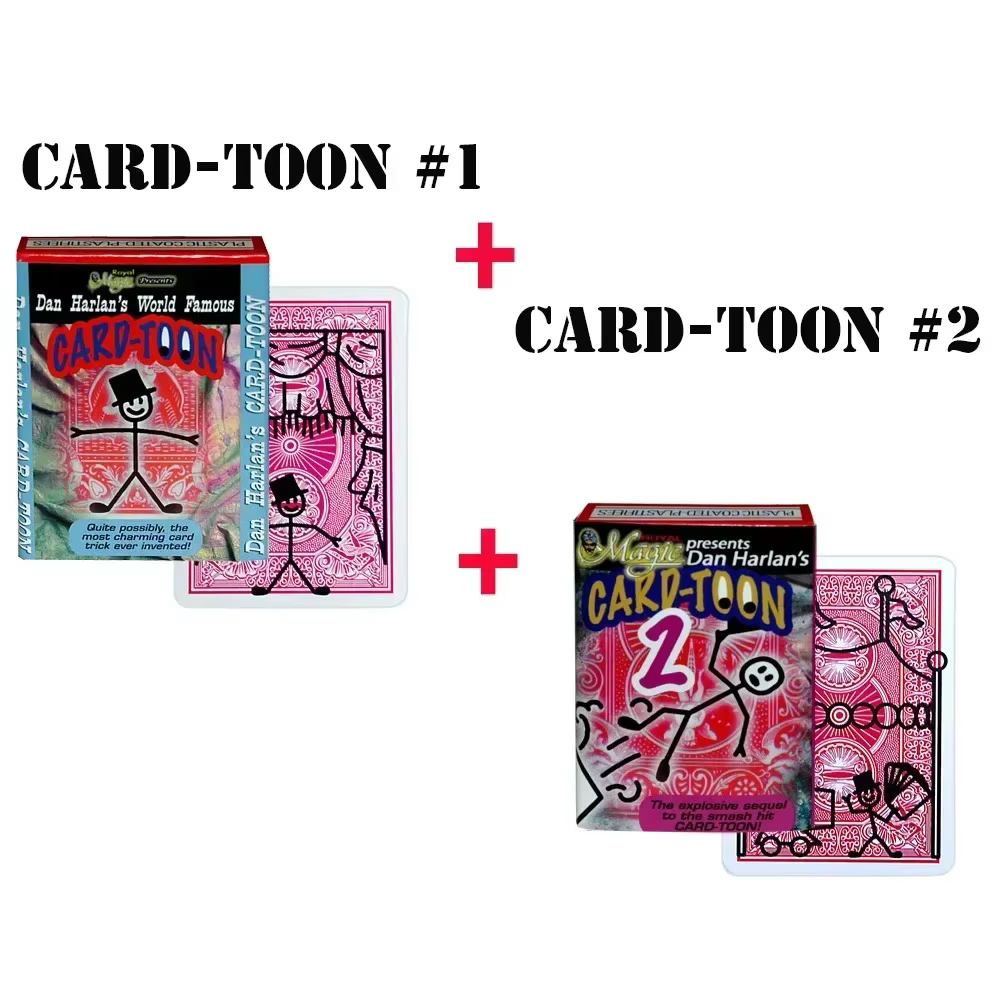 Carte-Ton # 1 et # 2 cartes tours de magie Animation CardToon Deck Magie gros plan Illusions Gimmick