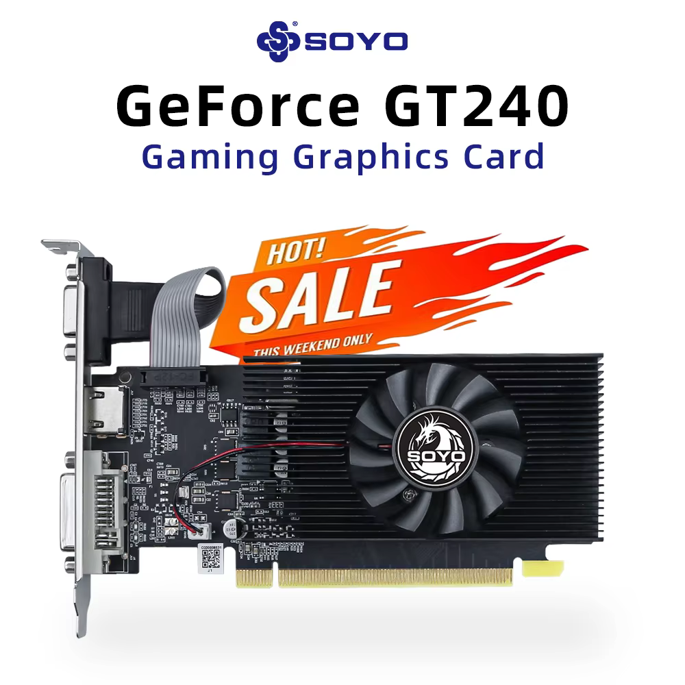 Carte graphique NVIDIA GPU GT 240 1G SOYO DDR3 128Bit 40nm, cartes vidéo de jeu, composants d'ordina