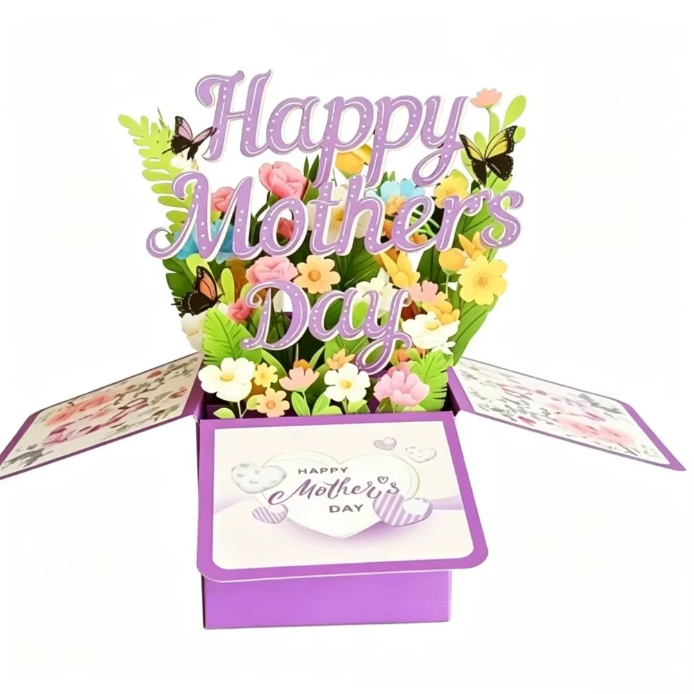 Carte de vœux 3D pour la fête des mères, meilleurs vœux, carte créative pour maman, cadeaux, carte p