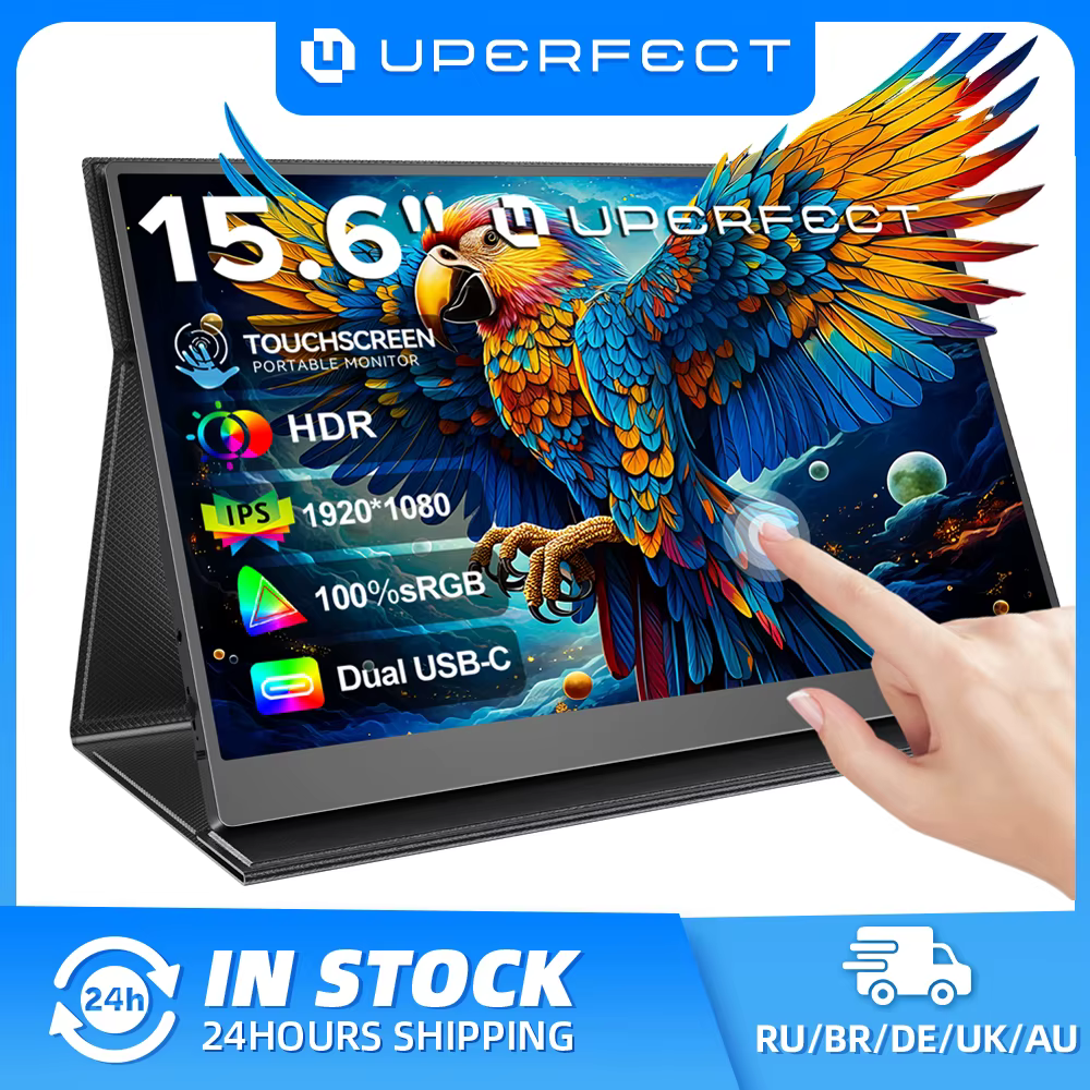 Écran tactile portable UPERFECT 15,6 pouces 1080p FHD IPS pour jeux vidéo, USB-C, avec haut-parleurs