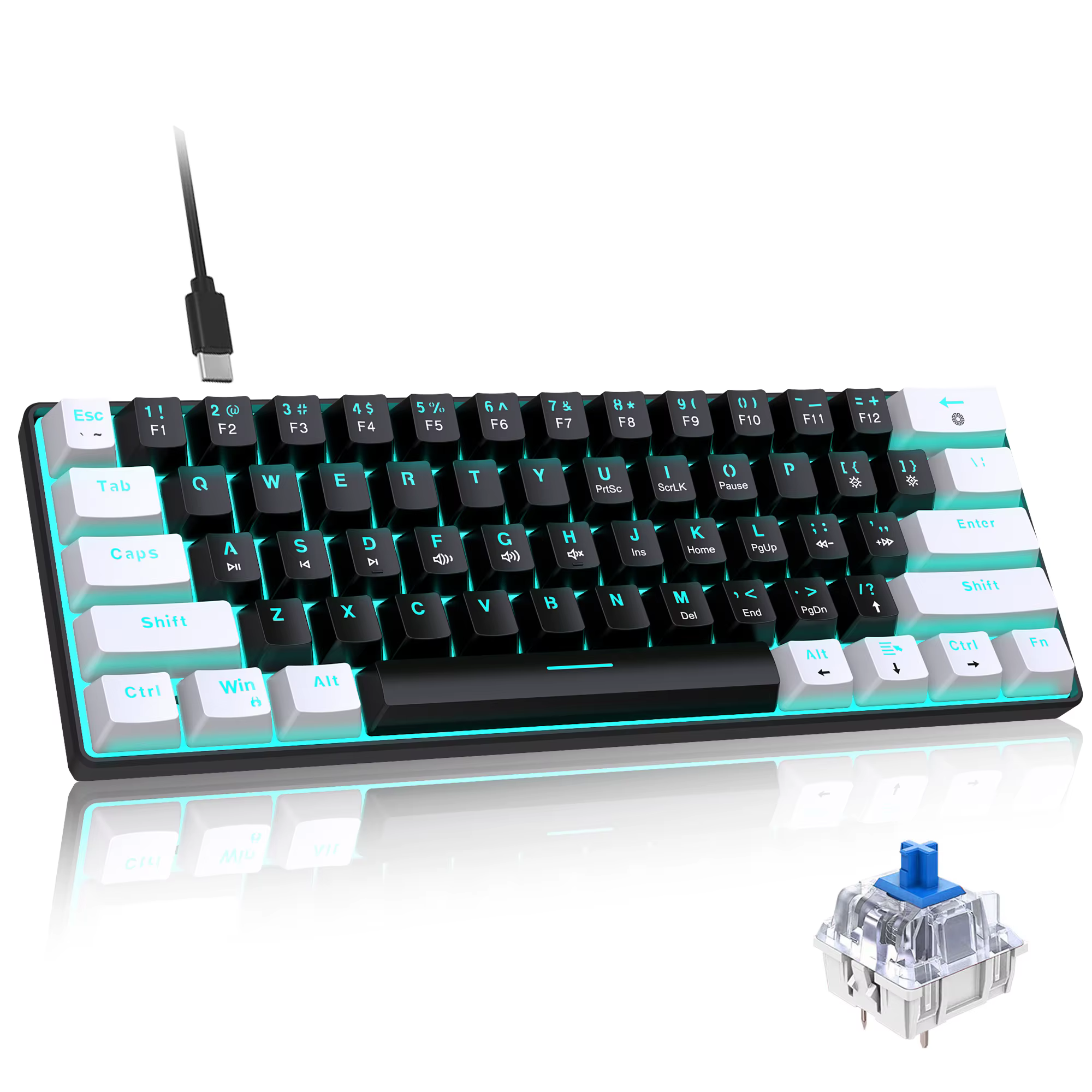 Mini clavier de jeu compact rétro4.2 RVB, haute qualité, sensation mécanique ergonomique, clavier mé