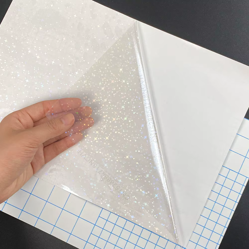 10 feuilles de film de plastification à froid holographique transparent A4, autocollant auto-adhésif