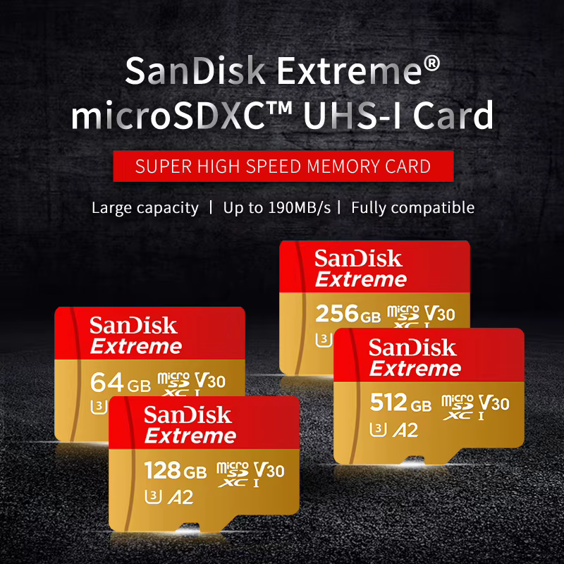 Carte mémoire SanDisk Extreme microSDXC UHS-I V30 A2 32 go 64 go 128 go 256 go 512 go 1 to carte Mic