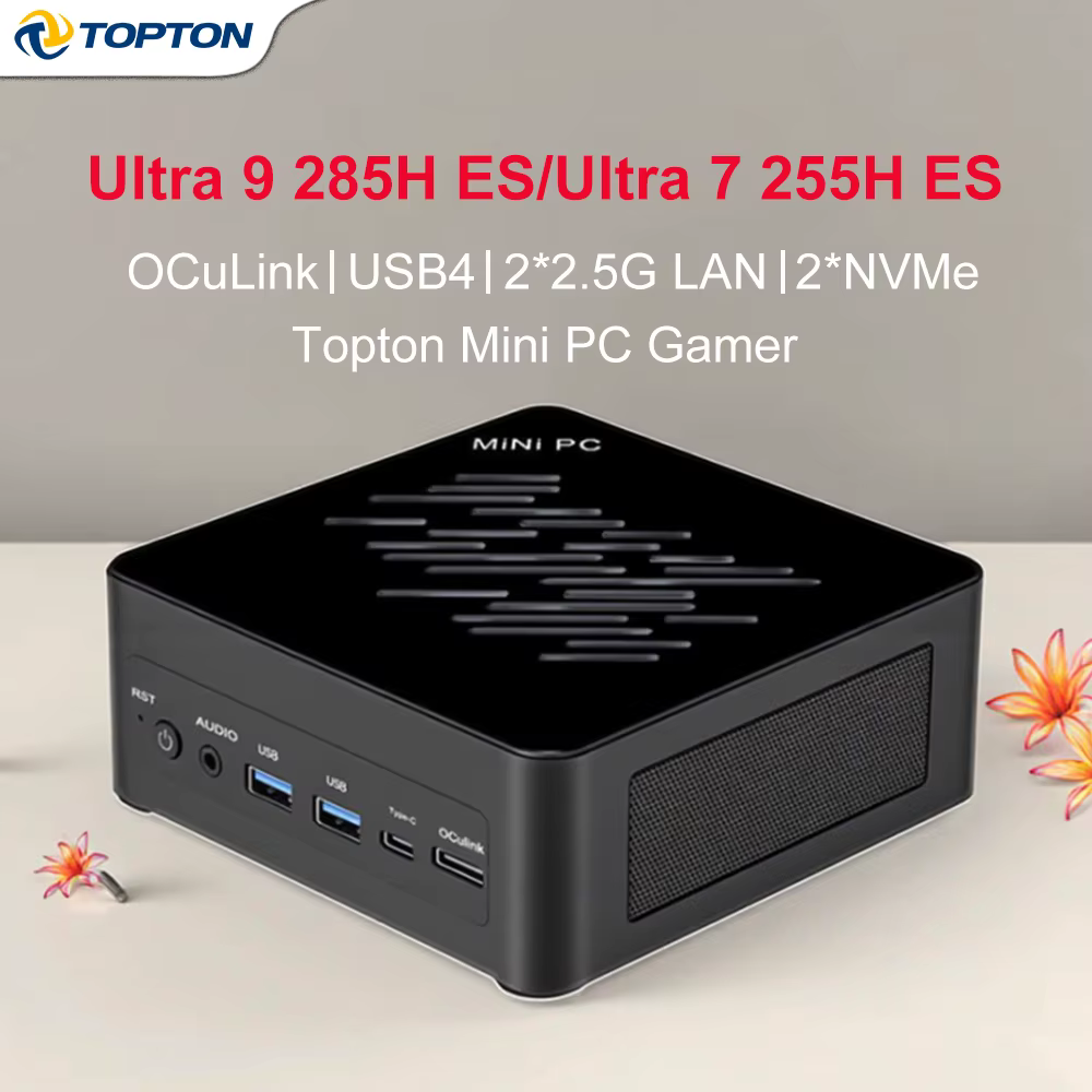 Topton Mini PC Gamer Intel Ultra 9 285H ES/Ultra 7 255H ES, PC de jeu haute performance, Windows 11 