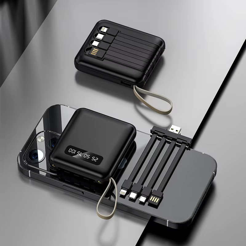 Batterie externe Portable 20000mA avec câble, grande capacité, sortie Micro/Lightning/type-c, alimen