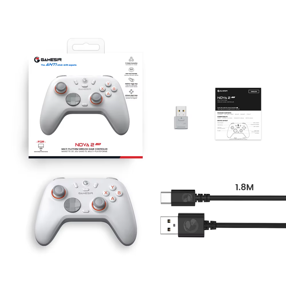 GameSir Nova 2 Lite Contrôleur de jeu sans fil multiplateforme pour Switch, PC, Android et iOS