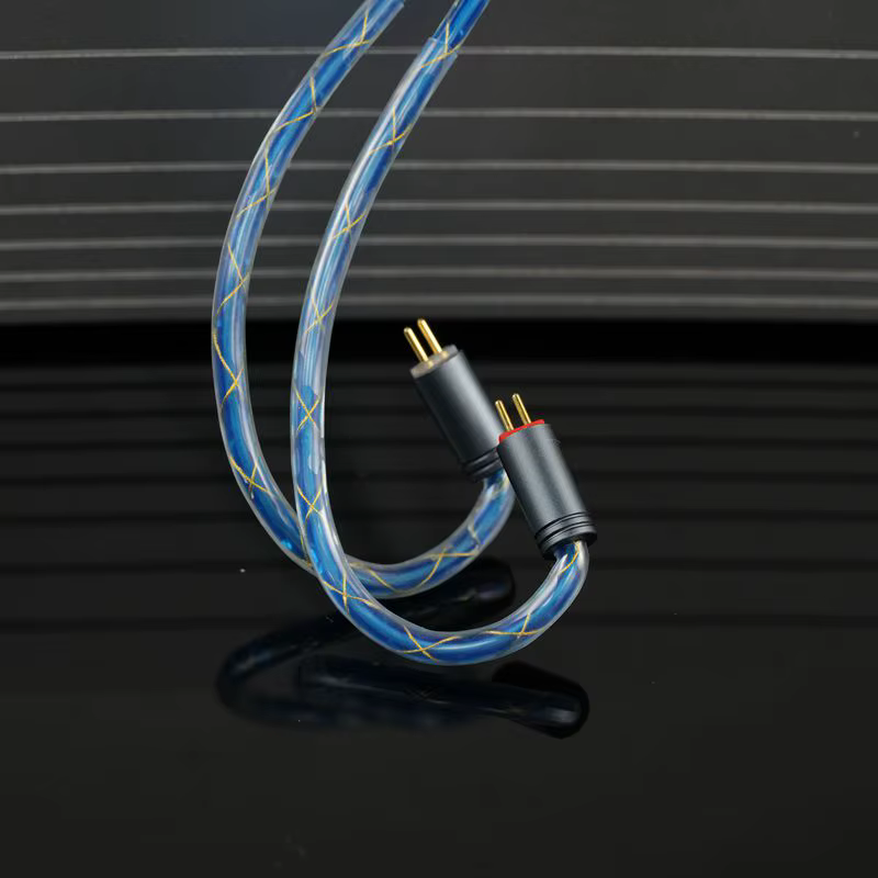 XINHS S32 câble d'écouteurs HIFI plaqué argent en cuivre monocristallin ange bleu à 2 cœurs