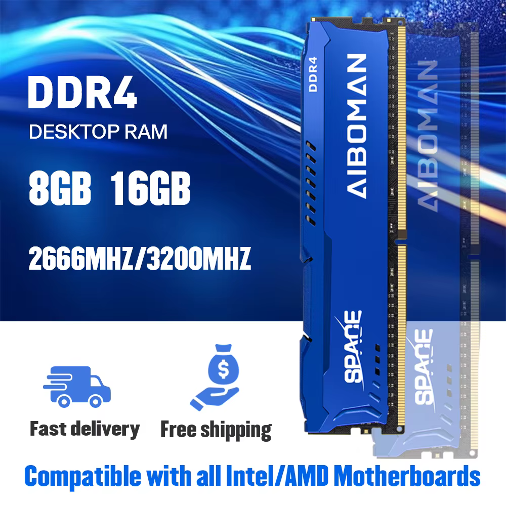 AIBOMAN DDR4 8G/16G 3200MHZ Ram de jeu avec dissipateur thermique tout nouveau bureau transaction à 
