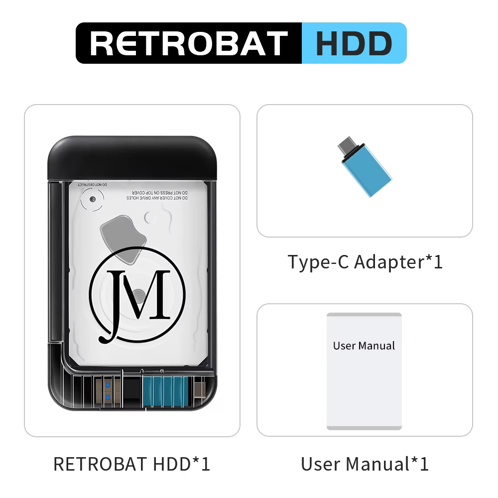RETROBAT Consoles de disque dur de jeu portables 500G 70 + émulateurs 64000 + jeux rétro pour PS3/PS