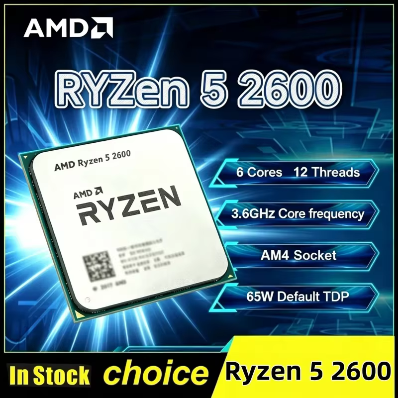 Processeur CPU AMD Ryzen 5 2600 3,4 GHz 6 cœurs 12 threads, socket AM4 officiel, pour ordinateur de 