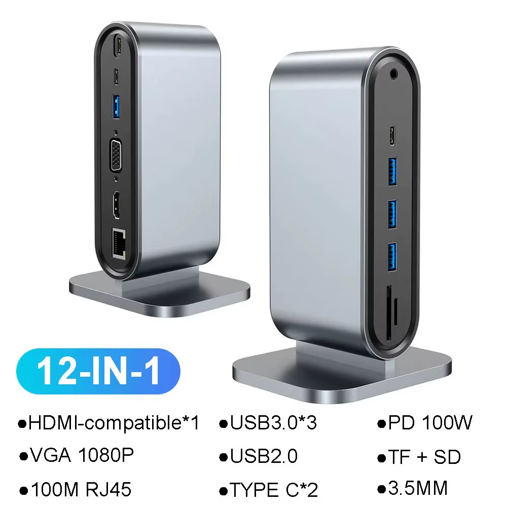 Stations d'accueil verticales Station d'accueil USB 15 en 1, hubs TYPE C avec Triple moniteur HDMI 4