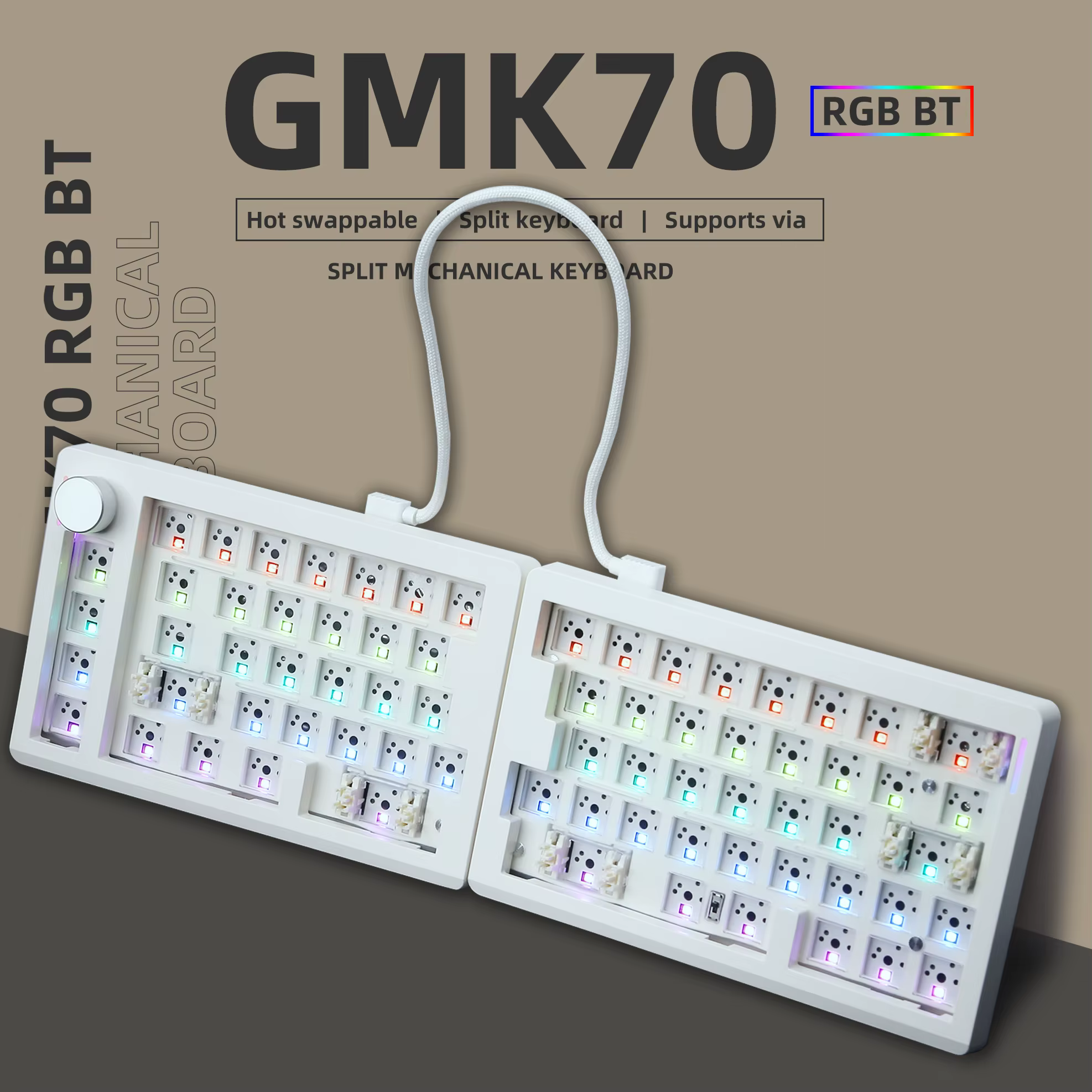 ZUOYA GMK70 VIA/Qmk kit de clavier mécanique de jeu séparé filaire sans fil Bluetooth joint échangea