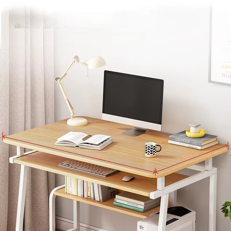 Petit bureau d'ordinateur pour petits espaces, table d'écriture moderne de 33,5 pouces avec étagère