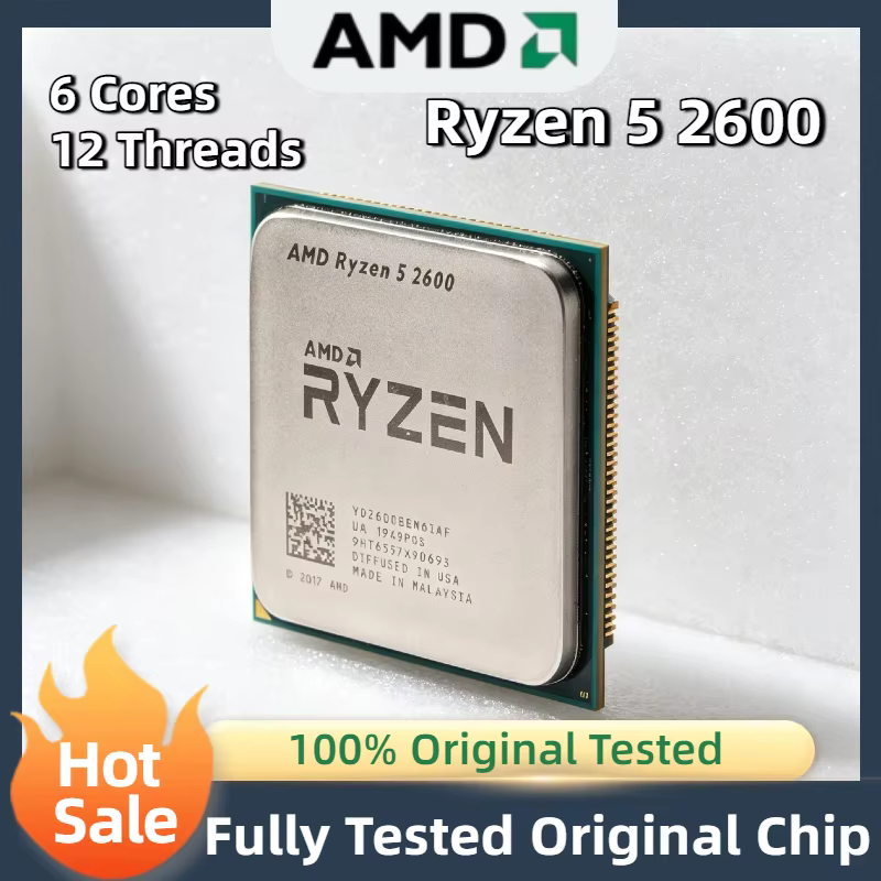 Processeur AMD Ryzen 5 2600 6 cœurs 12 threads 3,4 GHz AM4 pour ordinateur de bureau de jeu, PC de b