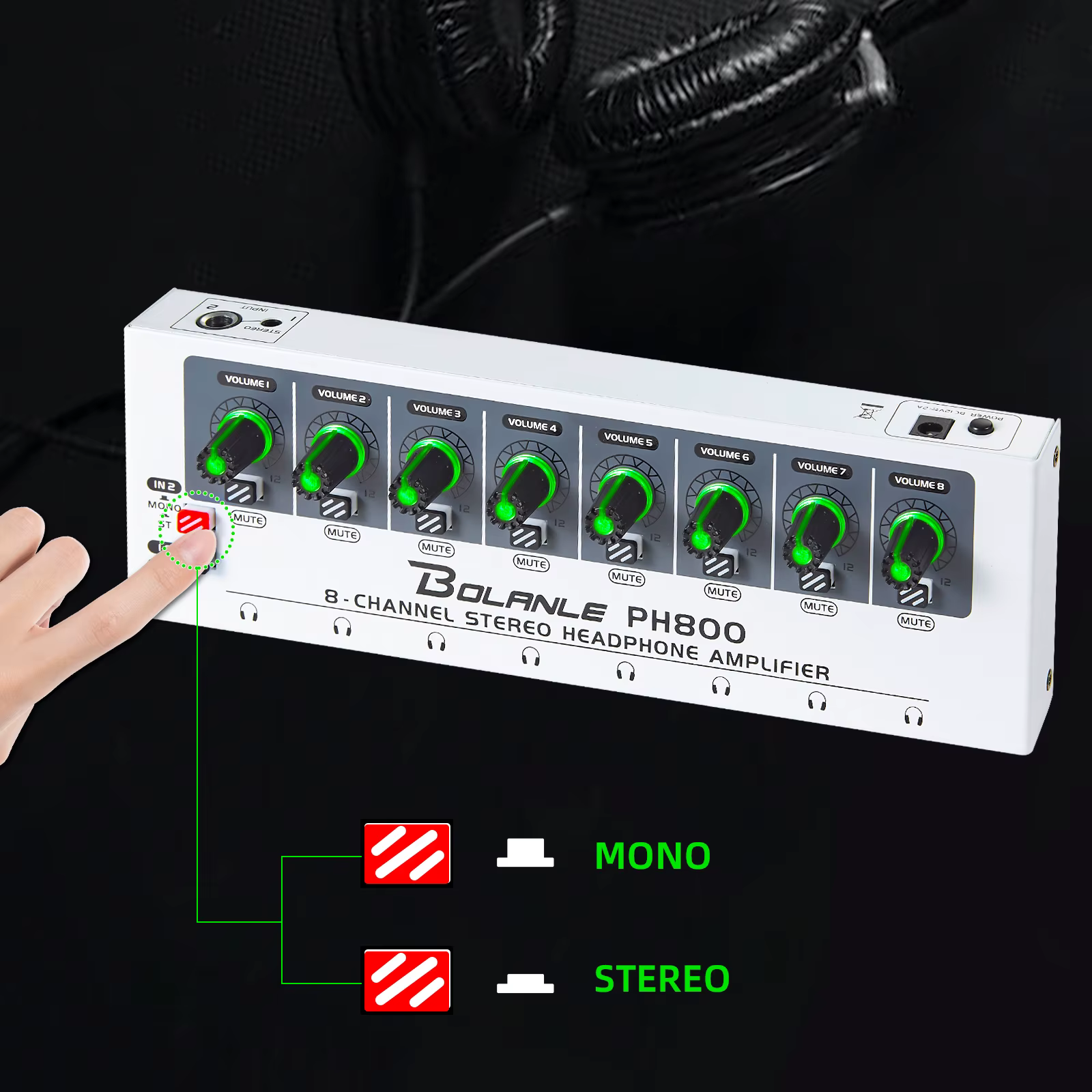 Bolanle PH800 amplificateur de casque stéréo 8 canaux/système de Distribution poussée maximale de 60