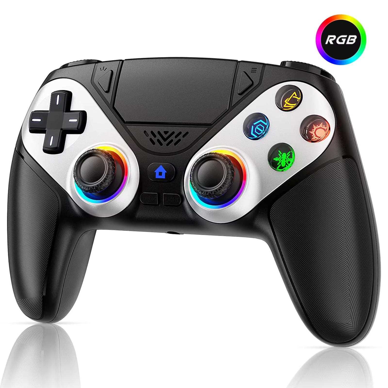 Manette sans fil pour Playstation 5/PS5/PS5 Pro/Slim/PC, manettes de jeu RGB, joystick Turbo/Marco,