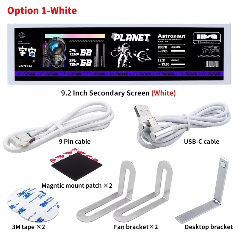 Nouvel écran intelligent USB-C de 9.2 pouces IPS 1920x462, utilisation d'un logiciel TURZX CPU GPU R