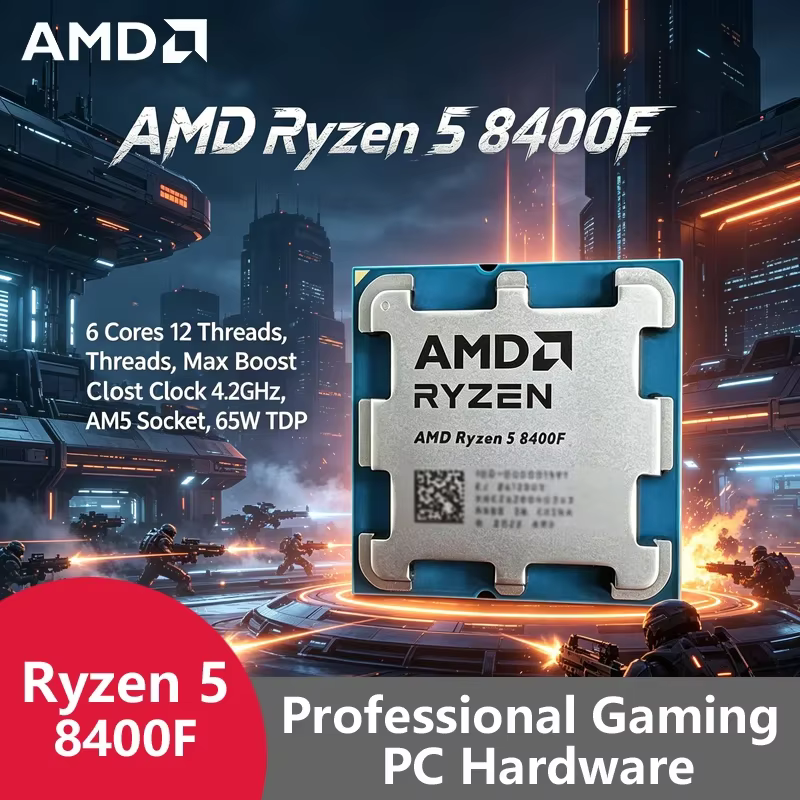 Processeur de jeu AMD Ryzen 5 8400F AM5 4 nm, 6C12T, 4,7 GHz Boost, 16 Mo de cache, 65 W DDR5 Tray C