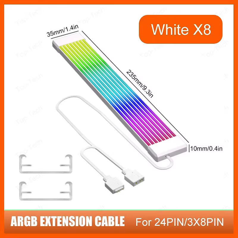 Bande lumineuse RVB pour PC, adaptée au câble PSU, câble GPU 5V, 3 broches, câble d'extension ARGB D