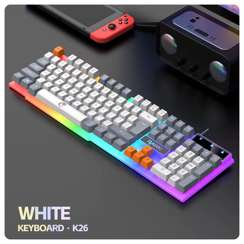 Clavier et clavier simples souris RAIKU T26 clavier lumineux à trois tons souris filaire mécanique t