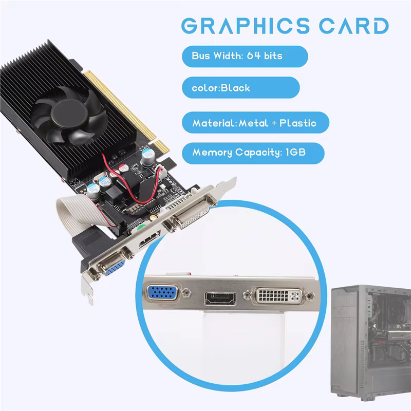 Carte graphique XB-GT210 1 go DDR2 64 bits PCIE 2.0 GPU, carte vidéo de bureau DVI VGA Compatible