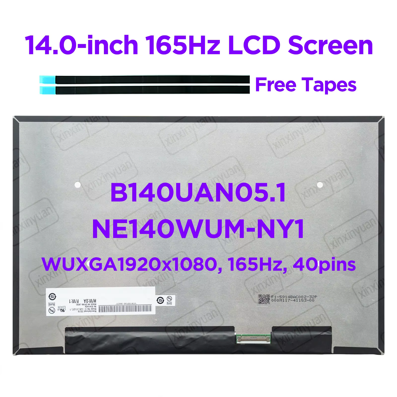 Écran LCD pour ordinateur portable 14,0 pouces 165 Hz B140UAN05.1 NE140WUM-NY1, dalle d'affichage IP