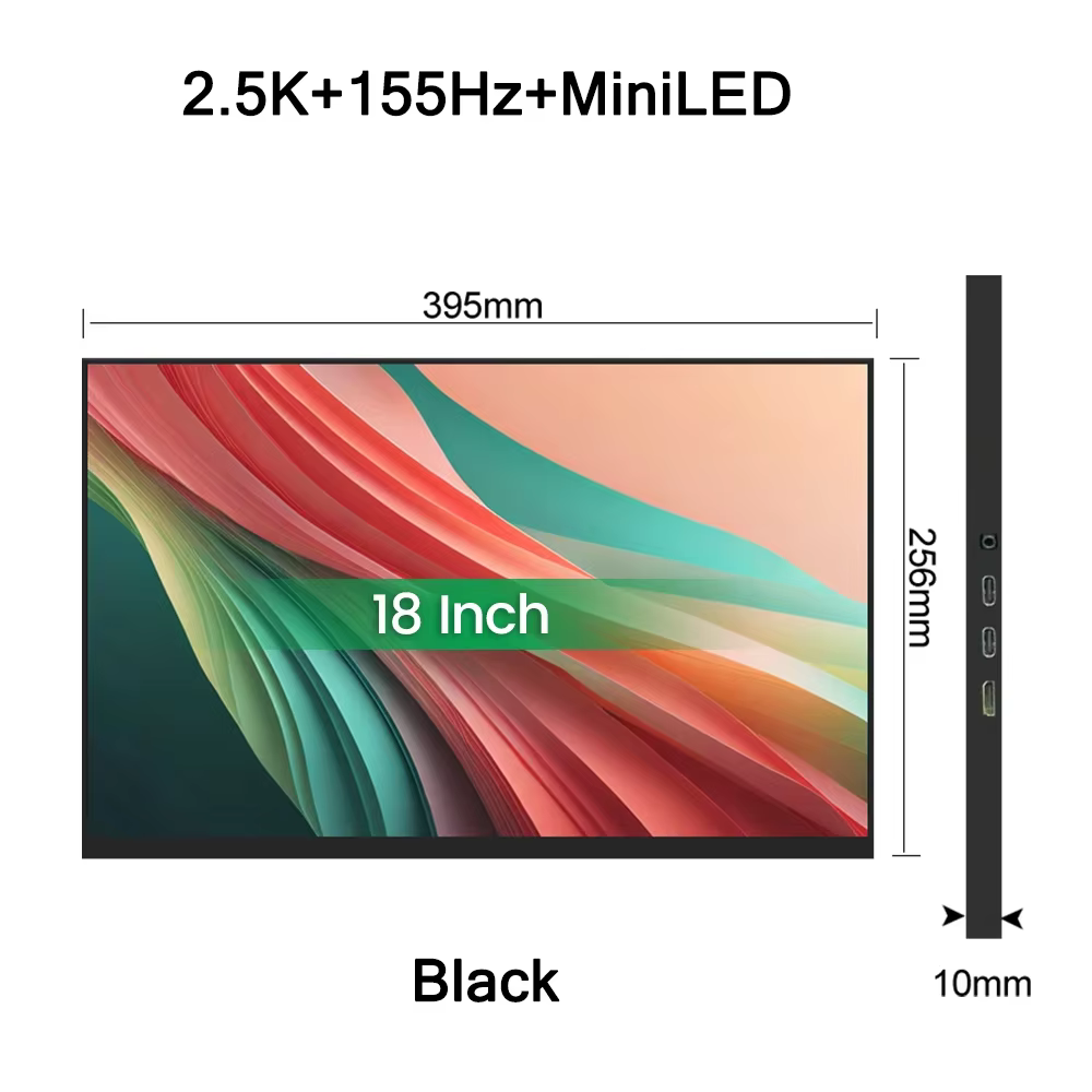 Moniteur Portable MiniLED de 18 pouces, 2.5K, 155Hz, 2560x1600P, 1200Nit, 100% DCI-P3, HDR IPS, écra