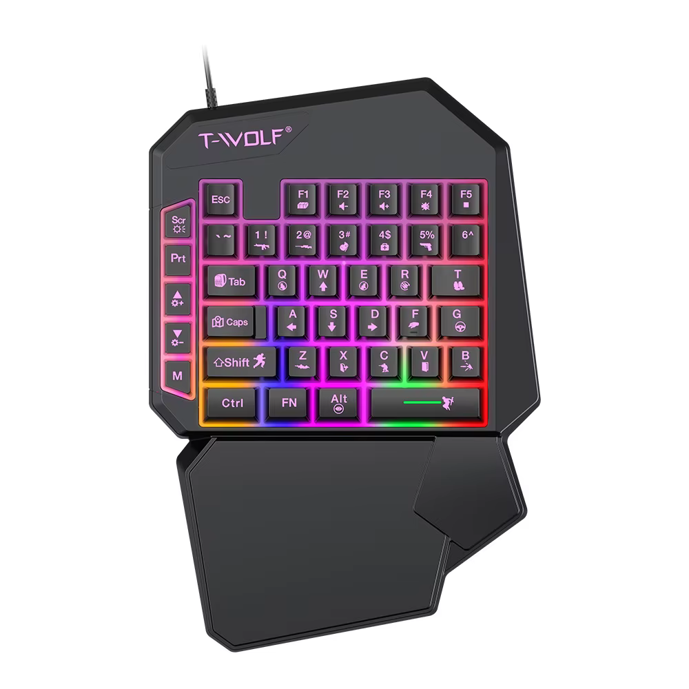 Combo clavier et souris de jeu RGB 5 en 1, contrôleur à une main, convertisseur filaire à faible lat