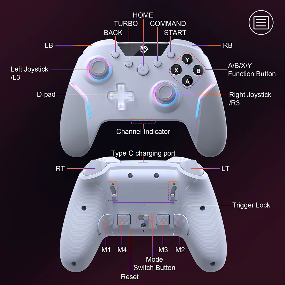 Manette de jeu sans fil EasySMX X20, contrôleur amélioré compatible avec PC/NS/TV/téléphone/ordinate