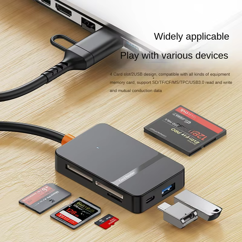 Lecteur de carte USB C 8 en 1, support S SD/TF/CF/MS, lecture et écriture, disque U