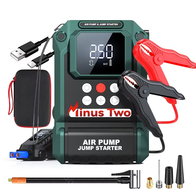 Station d'alimentation portable 2000A : Démarreur de voiture avec pompe à air 180 PSI, double charge