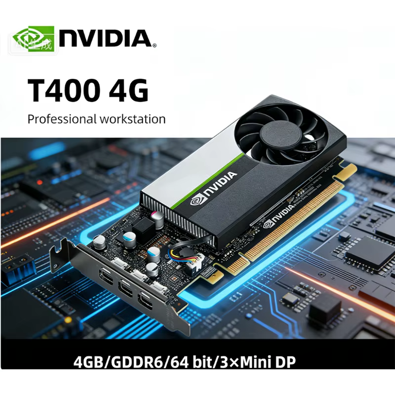 Carte graphique NVIDIA T400 4 Go GDDR6 64 bits, interface PCI-E 3.0 3×Mini DP 1.4, faible consommati