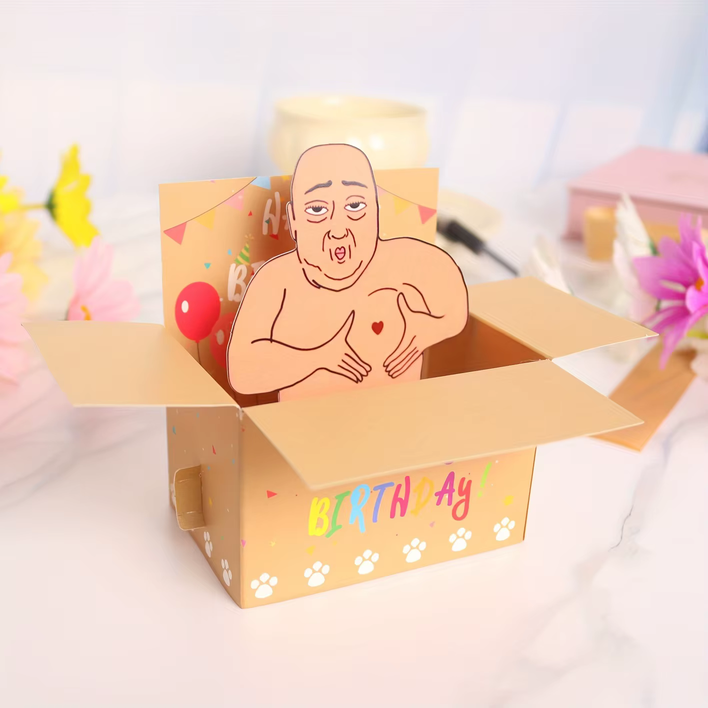 1PC Carte d'anniversaire pop-up amusante et originale, décoration de bureau hilarante pour les fêtes