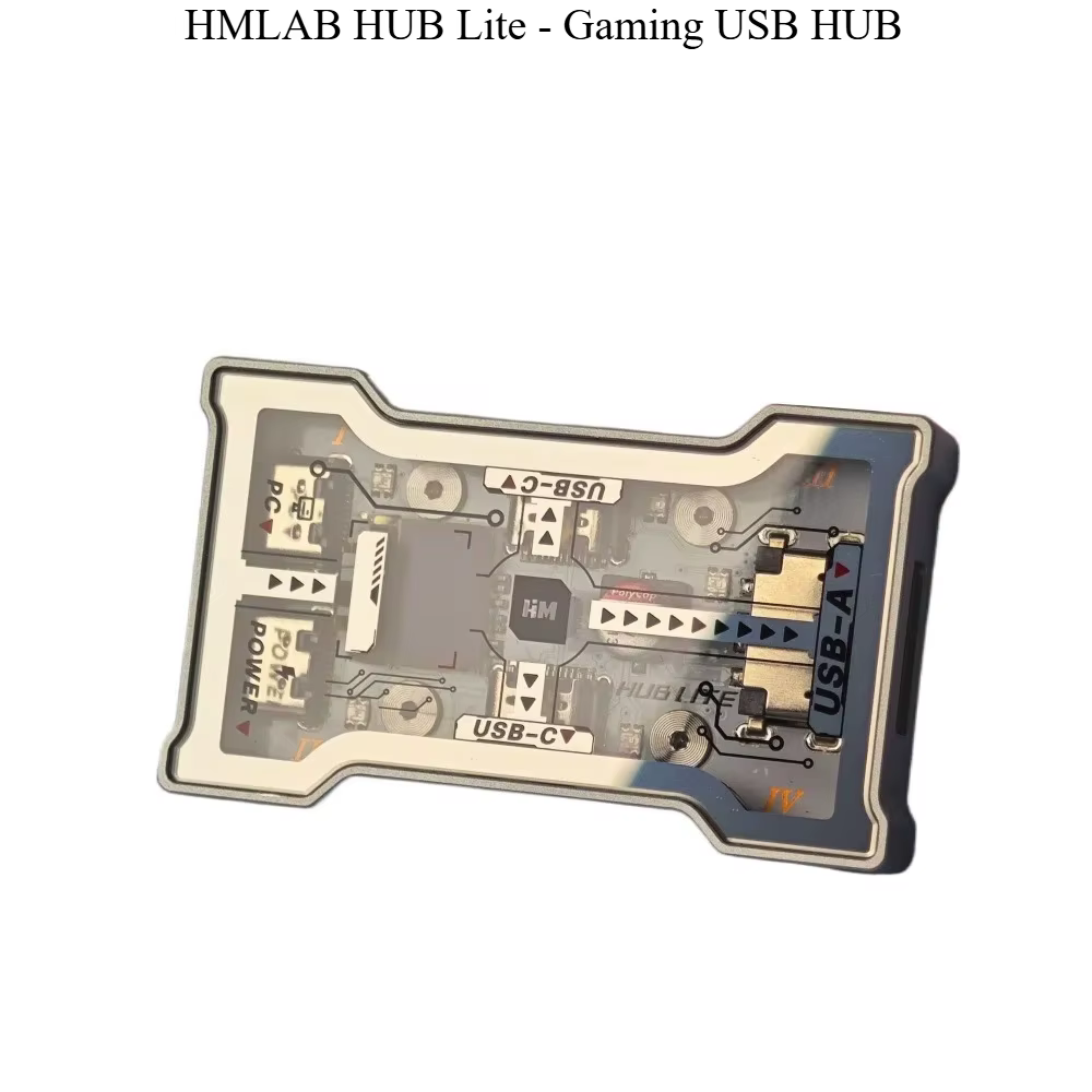 HMLAB HUB Lite - Hub USB de jeu 2-à-3 ports, haute vitesse 8K Hz, écran OLED avec contrôle par bouto