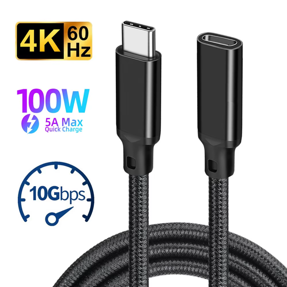 Câble d'extension USB C mâle à femelle Type C USB3.2 Gen2 10Gbps 100W cordon d'extension de charge r