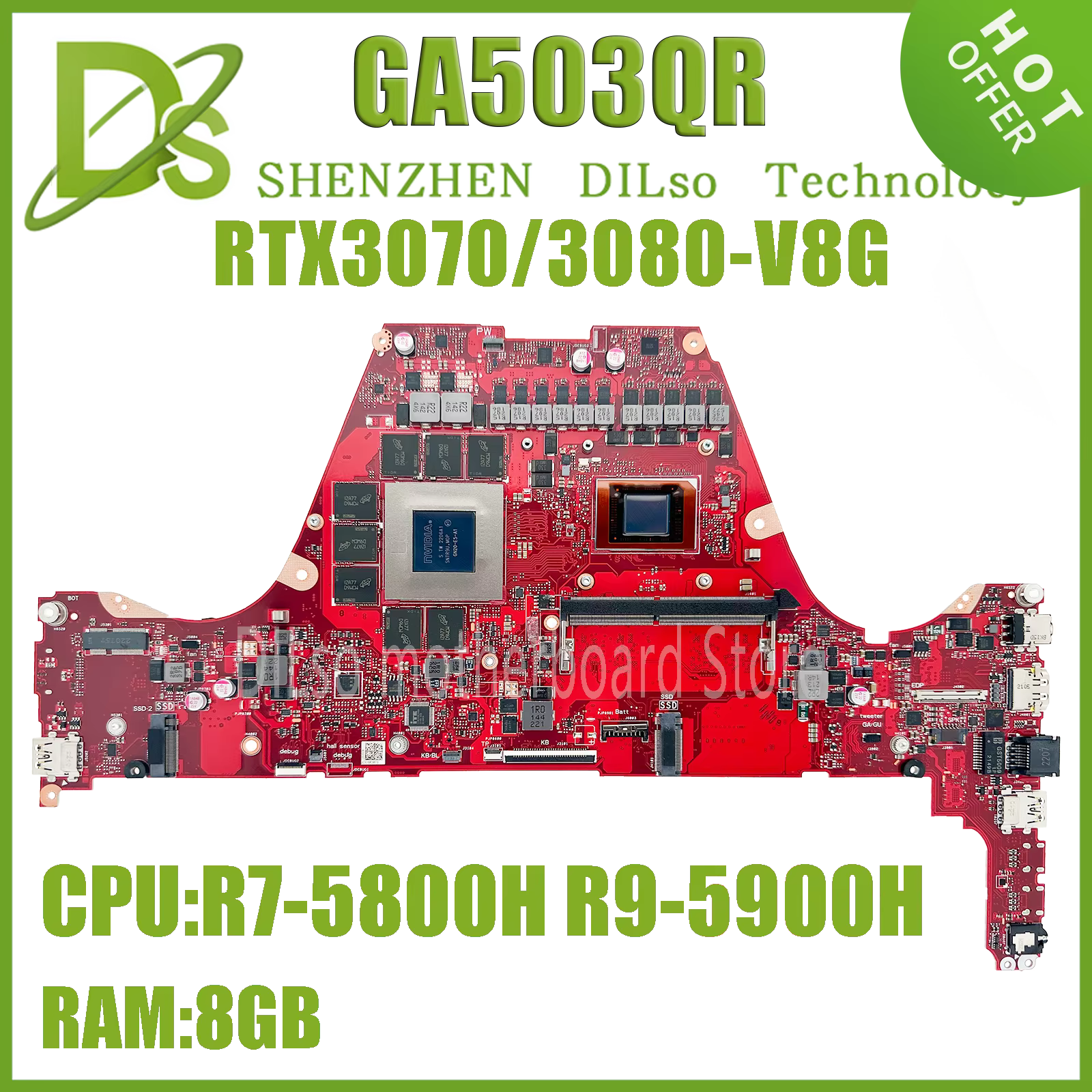 GA503QS GA503QR carte mère d'ordinateur portable R7-5800H R9-5900H RTX3080/RTX3070 RTX3060 16GB/8GB-