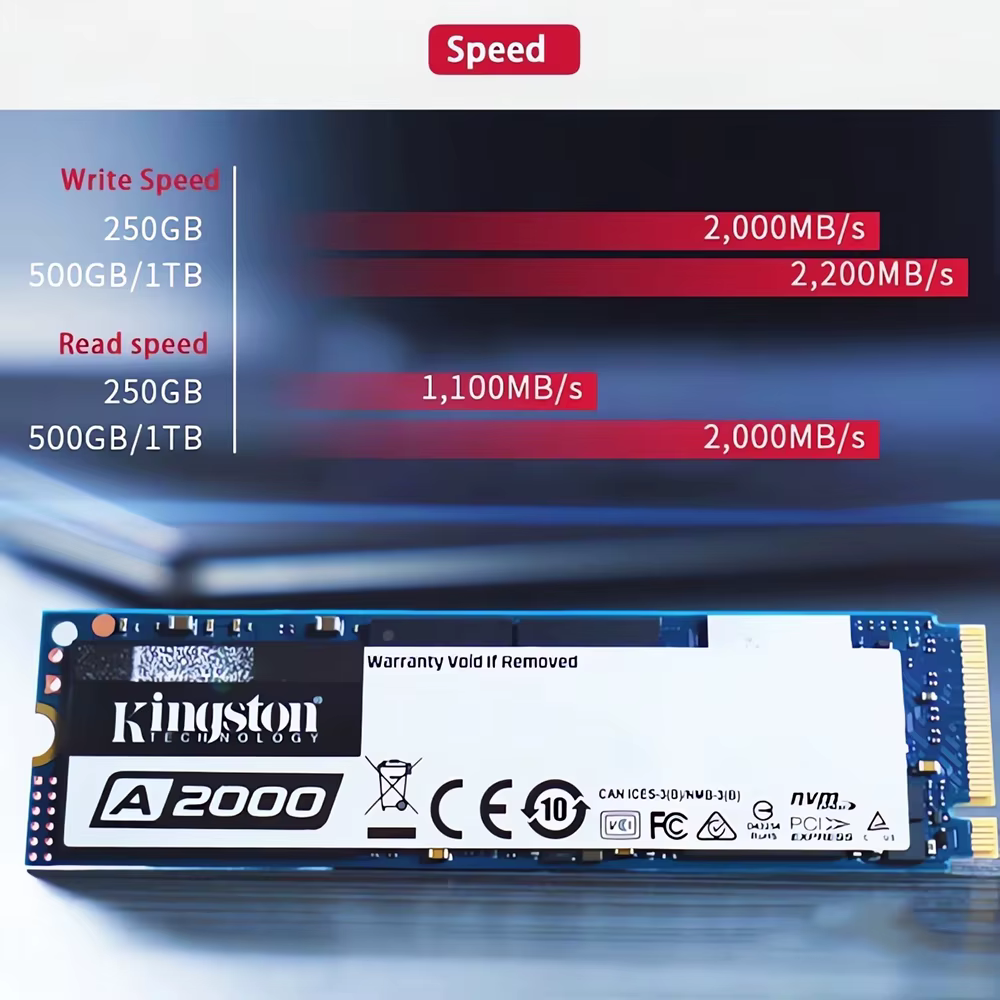 Kingston-Disque dur interne SSD NVMe PCIe, M.2 2280, 250 Go, 500 Go, 1 To, pour ordinateur de bureau