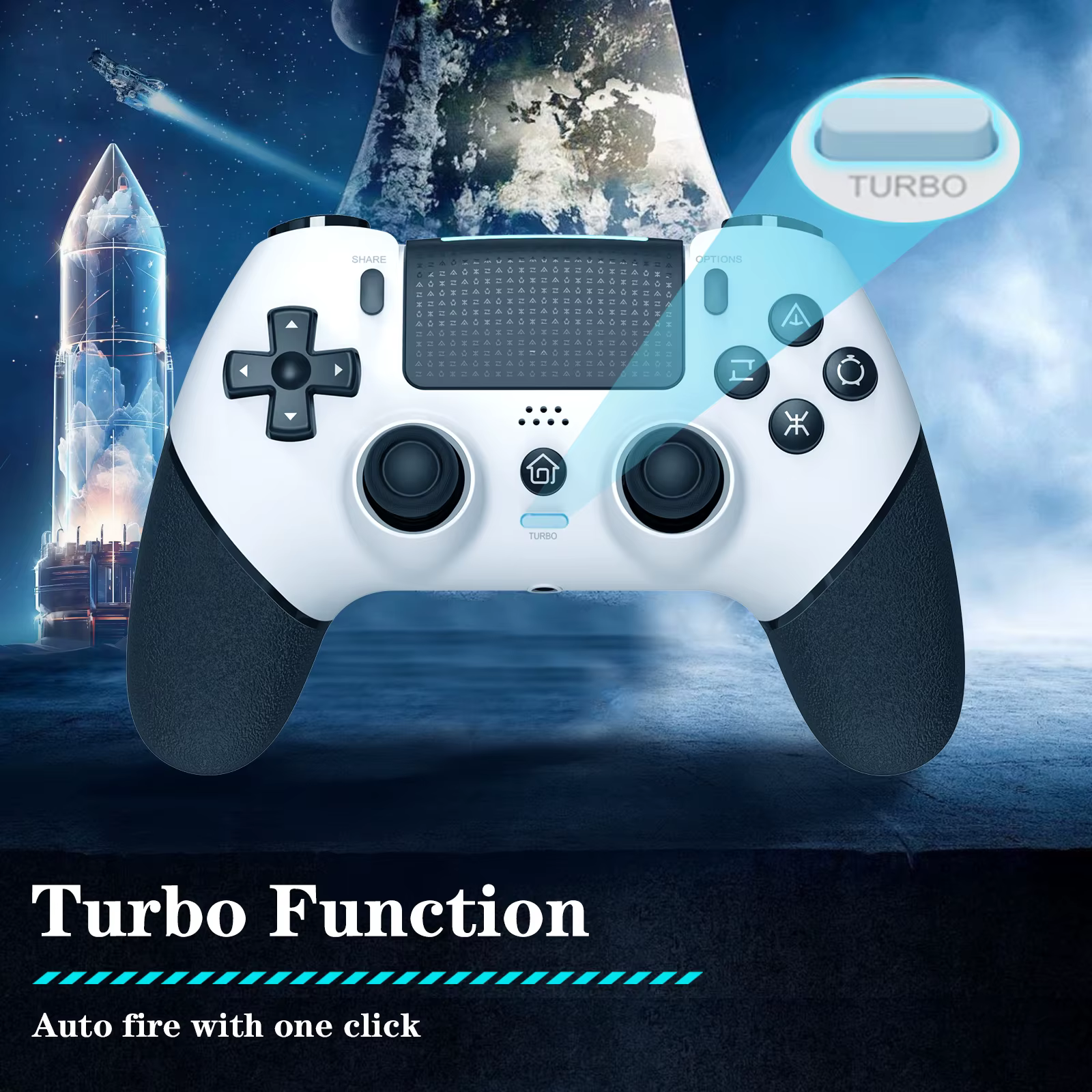 Pour PS4 manette de jeu sans fil contrôleur effet Hall Joystick fonction Turbo pour PS4 mince Pro Bl