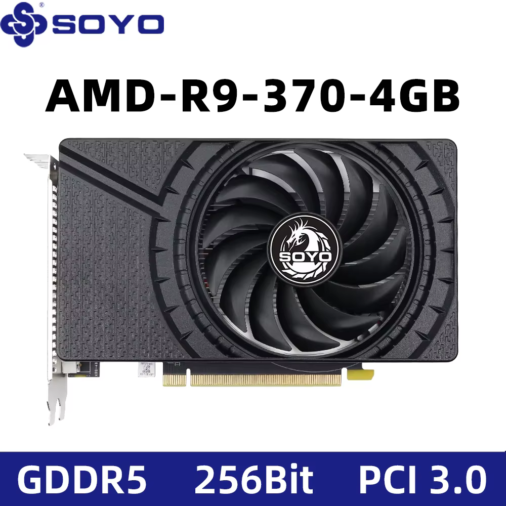 SOYO – carte graphique AMD Radeon R9 370 4G, mémoire vidéo GDDR5, 256 bits, carte de jeu PCIE3.0x16 