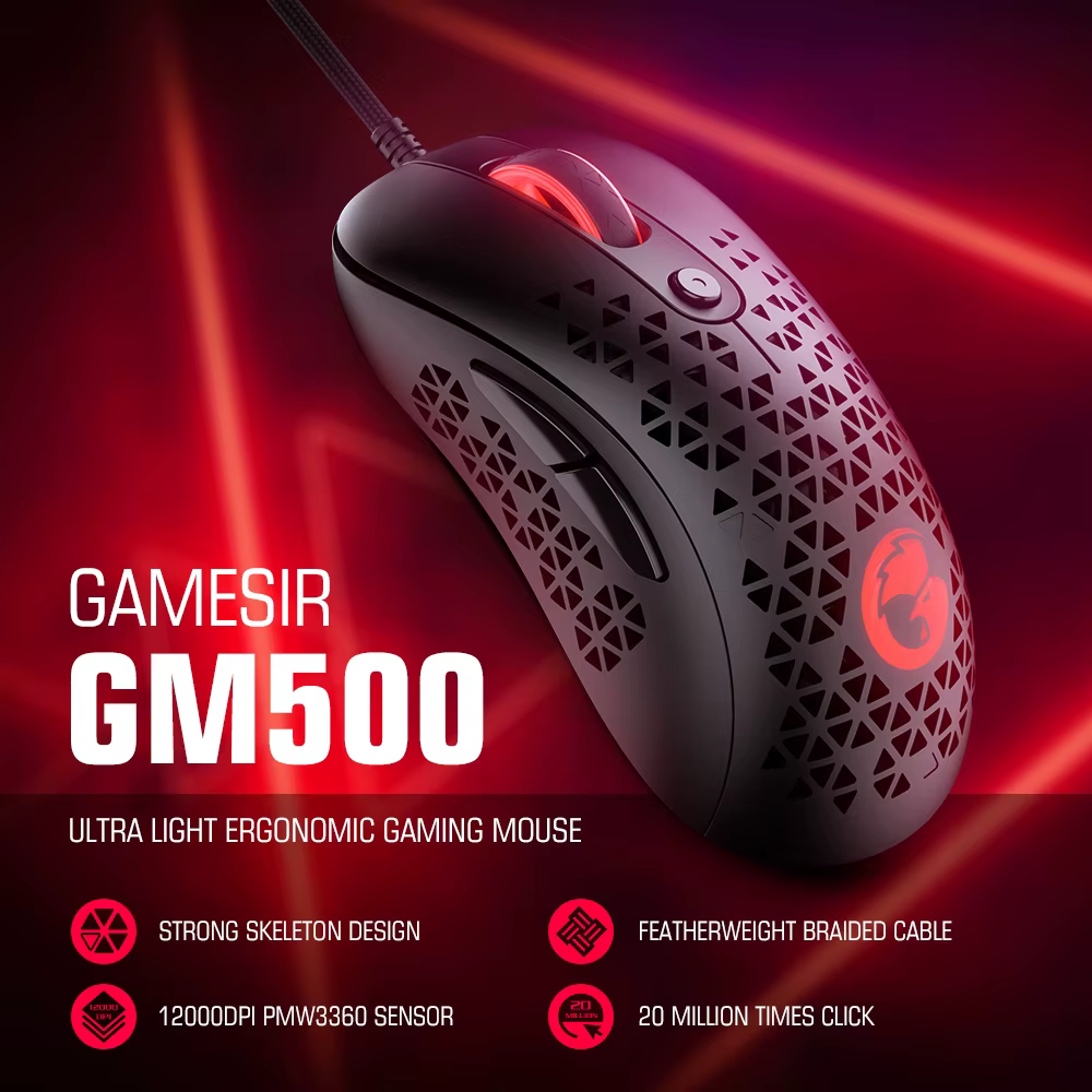 GameSir GM500 souris de jeu filaire souris PC Super légère avec capteur optique PMW33600 12000 DPI
