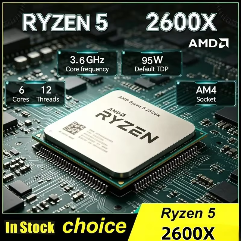 Processeur de jeu pour ordinateur de bureau AMD Ryzen 5 2600X 6 cœurs 12 threads 3,6 GHz 95 W AM4, p