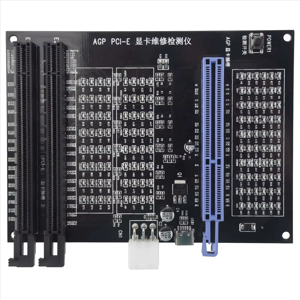 AGP PCI-E X16 testeur de prise à usage touristique, vérificateur de carte vidéo, outil de diagnostic