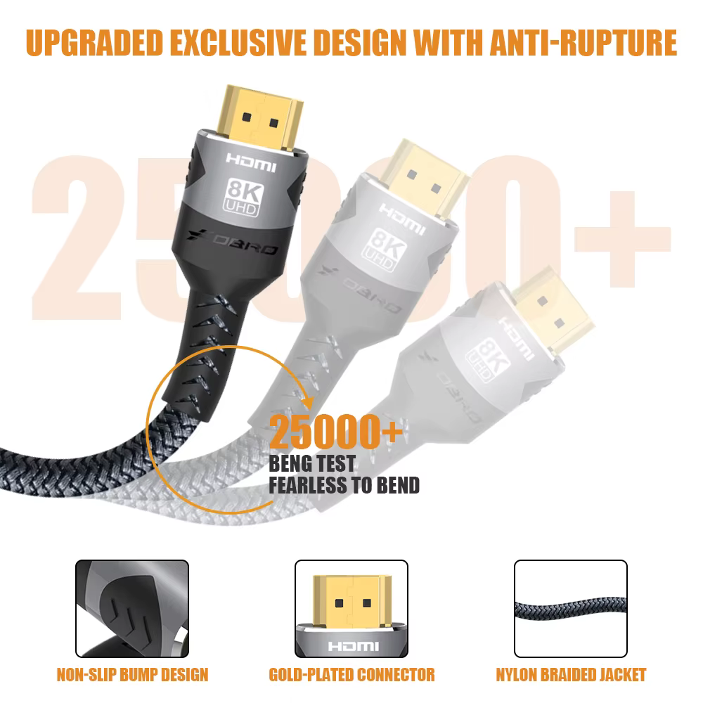 FDBRO 8K HDMI 2.1 câble 4K @ 120Hz 8K @ 60Hz HDMI2.1 câble 48Gbps adaptateur pour RTX 3080 eARC HDR1