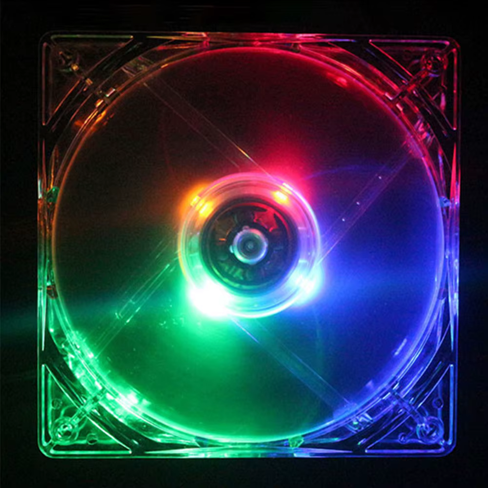 Ventilateur de refroidissement CPU pour ordinateur, avec lumière bleue colorée, 8cm, silencieux, DC