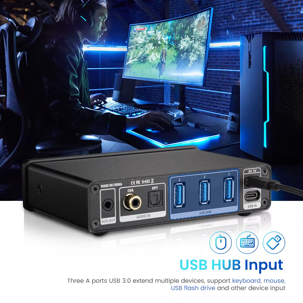 AIYIMA Audio DAC-A2 PRO USB Gaming DAC amplificateur de casque Hub USB Mini décodeur pour PS5 casque