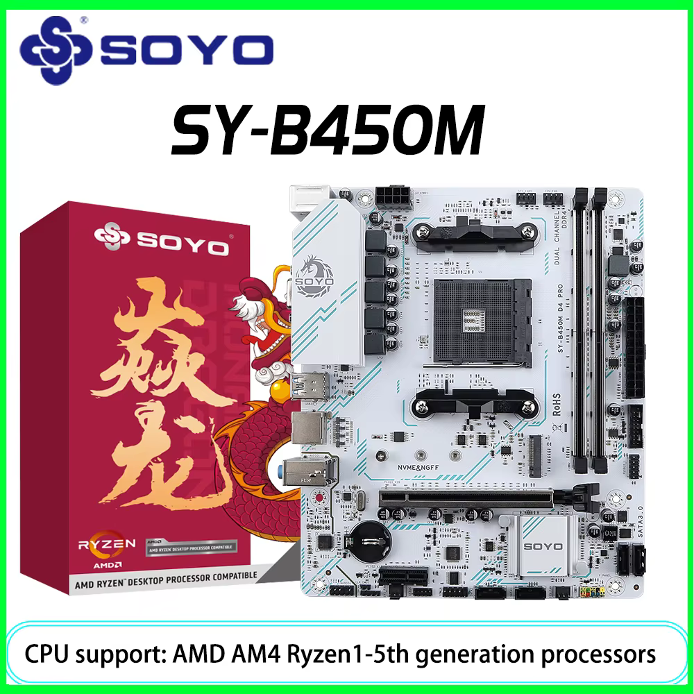 SOYO nouvelle carte mère AMD B450M double canal DDR4 mémoire AM4 carte mère PCI-E 3.0 NVME (prise en