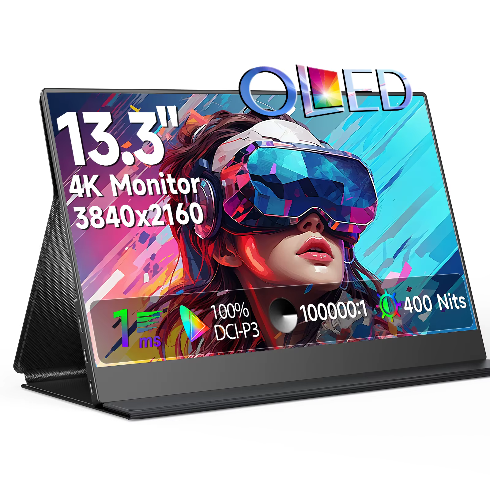 UPERFECT 13.3 pouces OLED 4K moniteur de jeu portable 1MS écran d'ordinateur portable 400Nits 100000