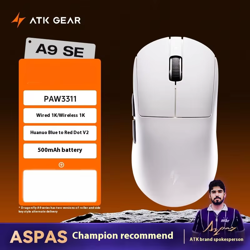 ATK A9 souris de jeu Ultra sans fil A9/A9 SE/A9 Plus/A9 Pro Tri-Mode 8K 53g souris de jeu légère e-s